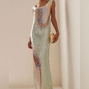 Jonathan Simkhai Multicolor Sequin Gown